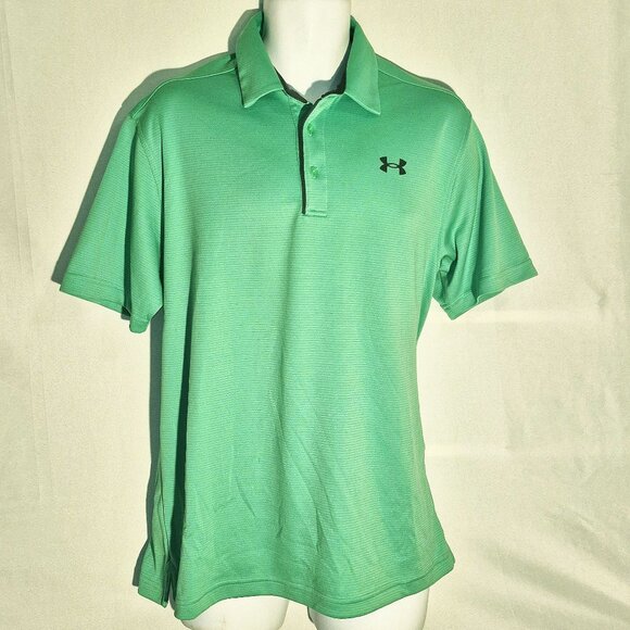 Under Armour Polo Shirt, Green w/ grey trim, in size Large - Picture 1 of 11